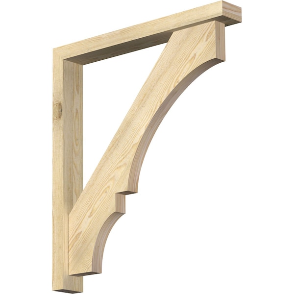 Ekena Millwork Balboa Block Rough Sawn Bracket w/ Offset Brace, Douglas Fir, 4"W x 30"D x 34"H BKT0402X30X34BOA05RDF - main